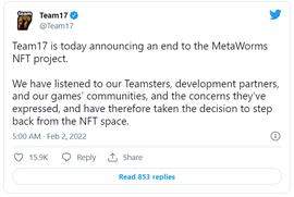 策略游戏《百战天虫》游戏发行商Team17放弃推出MetaWorms NFT计划_WEB:COI