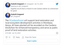 Cardano基金会：已种植100万棵树木，种植信息被记录在Cardano区块链上_cardano:DAN