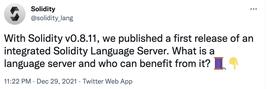 Solidity发布0.8.11版本，首次集成Solidity Language Server_SOL:Solidex