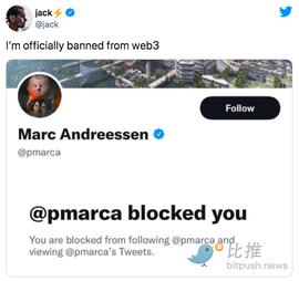 Andreessen拉黑Jack！Jack取关Winklevoss！比特币与 Web3 之战仍在继续_AND:HORSE价格