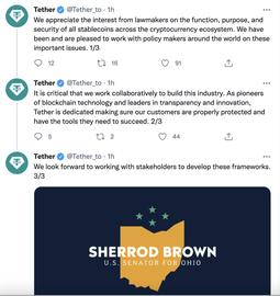 Tether：期待与全球立法者就稳定币安全问题进行合作_HER:3X Short Tether Gold Token