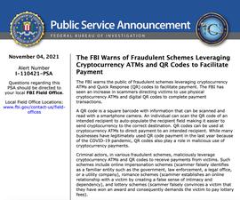 美国FBI对利用加密货币ATM机和二维码便利支付的局发出警告_MET:加密货币