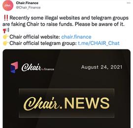 Chair.finance官方提醒用户警惕假冒社群及网址_OLY:Compound USD Coin