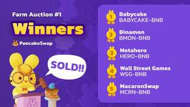 Pancakeswap首期农场拍卖结束，15个项目参与竞拍投入金额高达159万美元_CAKE:SWAPZ