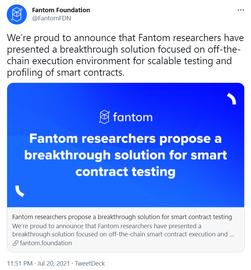 智能合约平台 Fantom 研究人员提出智能合约链下执行和测试解决方案_PLU:区块链