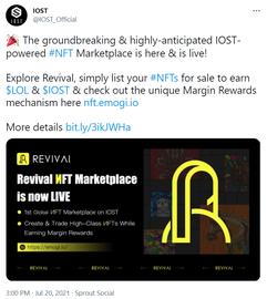 IOST推出Revival NFT市场，将为艺术家提供2000万美元基金支持_OST:IOST