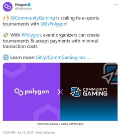电子竞技初创公司Community Gaming将利用Polygon进行扩展_GON:OLY
