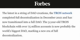 《福布斯》：TRON DAO是世界上最大的DAO-ODAILY_STA:MOO
