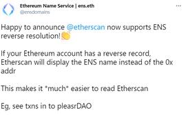 Etherscan现支持以太坊域名服务ENS反向解析_ETH:以太坊
