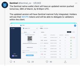 Cosmos生态dVPN项目Sentinel发布完全集成主网的钱包客户端更新版本_COS:osmo币历史最高价