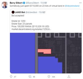 价值11万美金“虚拟土地”出售，热潮引灰度基金创始人关注_ERT:LAND