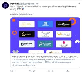 互动内容创作平台 Playcent 完成 100 万美元融资，将于 3 月 7 日在 Poolz 上进行 IDO_FIL:filecoin币价格今日行情走势
