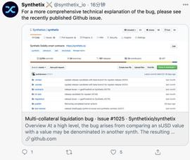 Synthetix多抵押贷款合约现Bug，新合约将于新版本部署_SYN:InnitForTheTECH