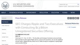 SEC对Ripple提起13亿美元的诉讼，XRP价格日内暴跌23%_SEC:appleb币价格