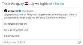 巴拉圭将成为第二个把比特币定为法币的国家？-ODAILY_比特币:tos币最新消息