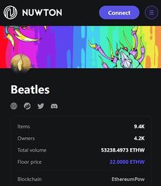 ETHW生态创世NFT甲壳虫Beatles 4天涨了2200倍_ETH:NFT