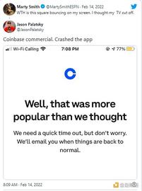金色前哨｜Coinbase超级碗广告大获成功：点击量超2000万次/分钟_COI:OIN