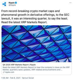 不惧SEC诉讼，Ripple去年Q4 XRP销售额翻倍_XRP:PLEB