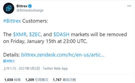 加密交易所Bittrex将下架Monero、ZCash和Dash三种隐私币_DLT:Asac Coin