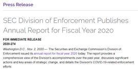 收缴46.8亿美元的非法所得和罚金！SEC发布2020财年“执法成绩单”_SEC:lightningbitcoin
