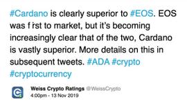 韦氏评级嘴炮不断，断言Cardano远强于EOS_TEN:SmartMesh