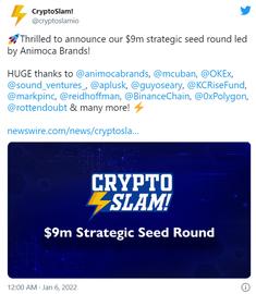 NFT分析平台CryptoSlam完成900万美元种子轮融资,Animoca Brands领投_NFT:Eterland