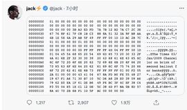 Jack Dorsey发布BTC创始区块内容以纪念比特币13周年_ORS:JAC