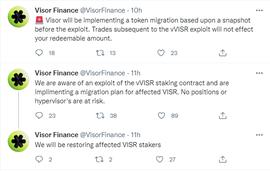 损失约820万美元  Visor Finance遭黑客攻击事件全解析_OPEN:DAO