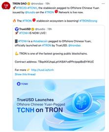 推出离岸人民币稳定币 TCNH，TrueUSD 和波场 TRON 的“快手式突围”_稳定币:SCONEX