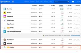 Element上线一周登上DappRader排名前十_HOOD:BAYC Vault (NFTX)