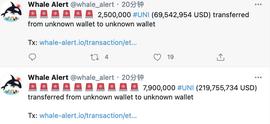 UNI再现两笔大额转账 一笔超2亿美元_UNI:GeertCoin