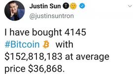 波场币创始人孙宇晨抄底比特币，买入4145枚？吹牛_比特币:比特币价格