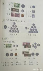 一年级数学下认识人民币专题训练，孩子有没有钱的概念，一练便知_比特币:AmberTime Coin